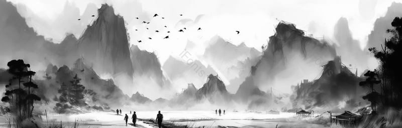 横版户外人物风景水墨画,插画/手绘图,插画/手绘图库,插画/手绘图下载,插画/手绘